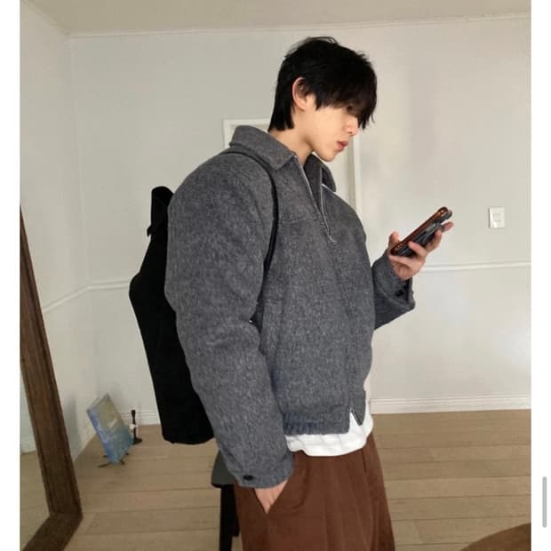 베이그 울 패딩 점퍼