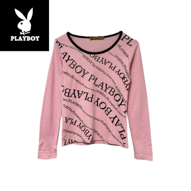 플레이보이 Playboy 사선레터링 슬림핏 티셔츠