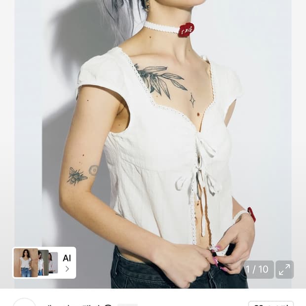 에즈이프캘리 블라우스 CROP RIBBON OPEN BLOUSE