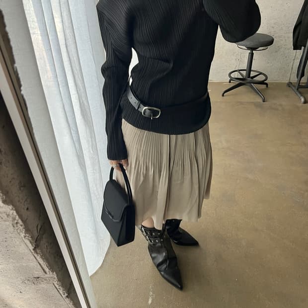 Amaca 플리츠 스커트 베이지