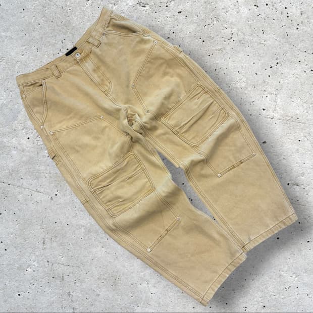 [3] 인세인개러지 베이지 워크웨어  더블니 팬츠 바지 D770