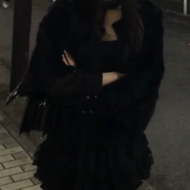 갸루 y2k 블랙 크롭 퍼자켓 S 코트 베이비메탈클럽 빈티지