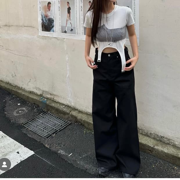 오데스 벨트 세미 와이드 팬츠