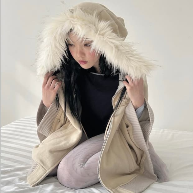 샵페어리 이어후드 퍼 케이프 ear hood fur cape