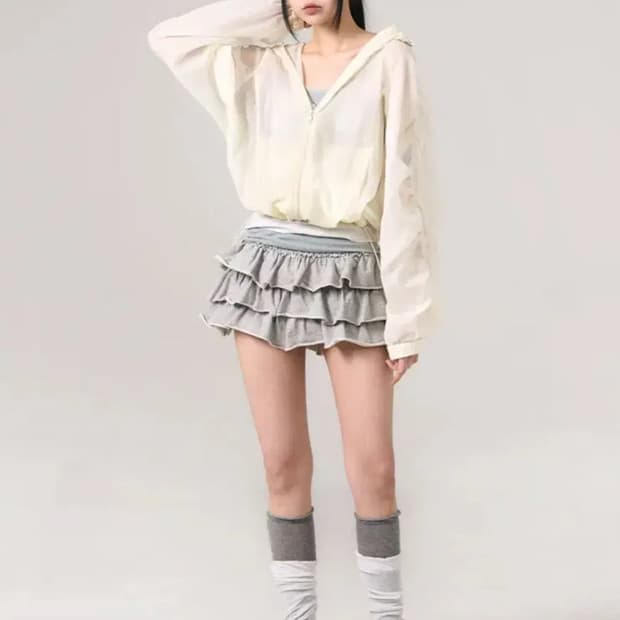 레더리 LEATHERY 퍼커링 시어 윈드 자켓 [CREAM]