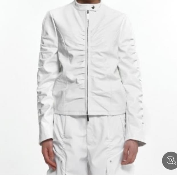 나체 셔링 레더자켓 화이트