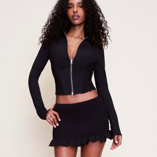 [S,M]귀조 25ss Apolline Smocked 미니 스커트/블랙