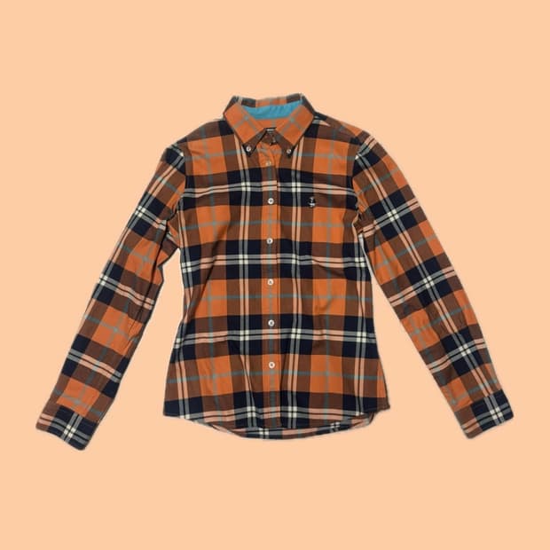 티니위니 셔츠 체크셔츠 오렌지깔