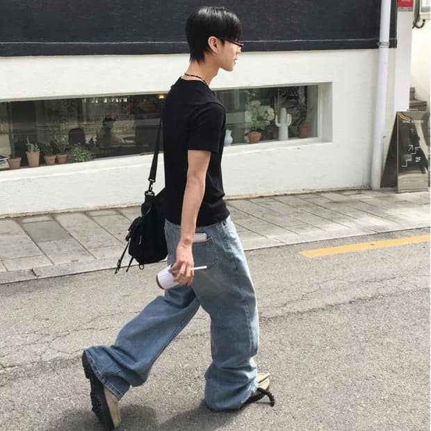 공용 플레어 핏 데님 청바지 플레어진 코르티스깔 세미부츠컷