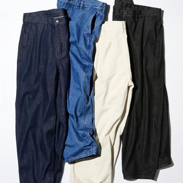 유니클로 와이드 테이퍼드 진 (블랙)