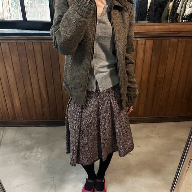 BURBERRY LONDON tweed pleated skirt