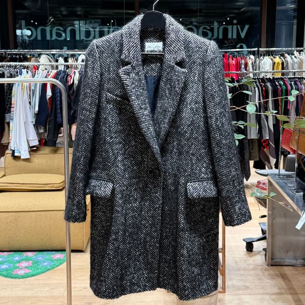 이자벨마랑 블랙 멀티울 헤링본 코트 