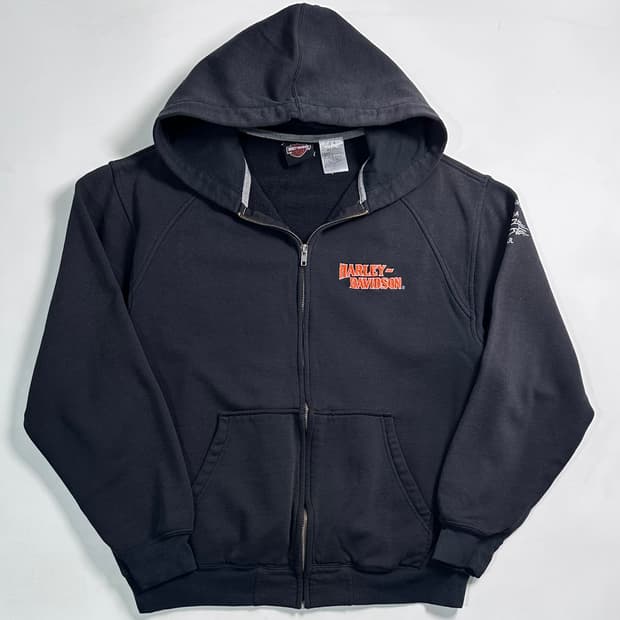 할리데이비슨 로고 블랙 후드집업