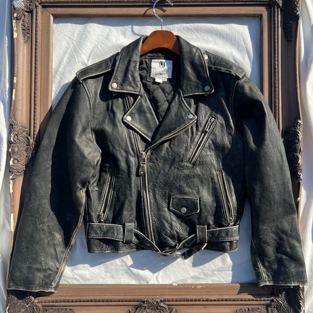 빈티지 블랙 레더 라이더 자켓