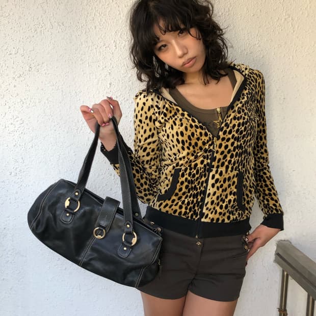 JUICY COUTURE 레오파드 벨벳 후드집업