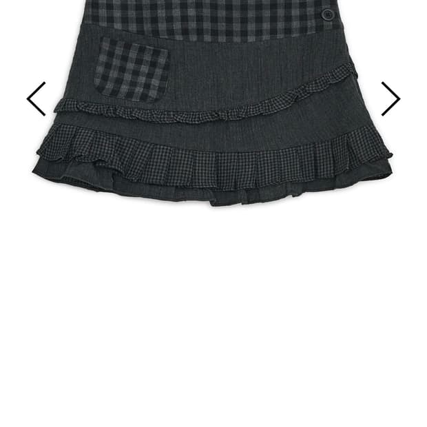 허그유어스킨 체크러플스커트 블랙