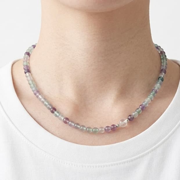 (맞춤) 천연석 플로라이트 백수정 고리형 원석 목걸이