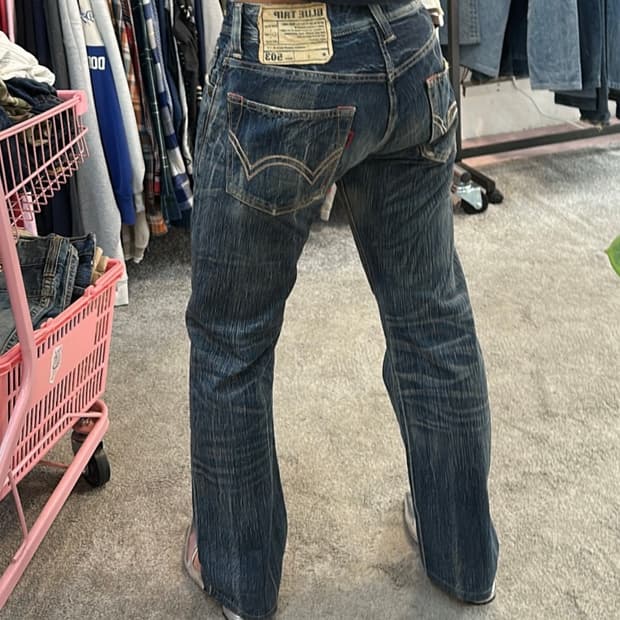 에드윈503 블루트립 페이드 세미 부츠컷 데님(28)