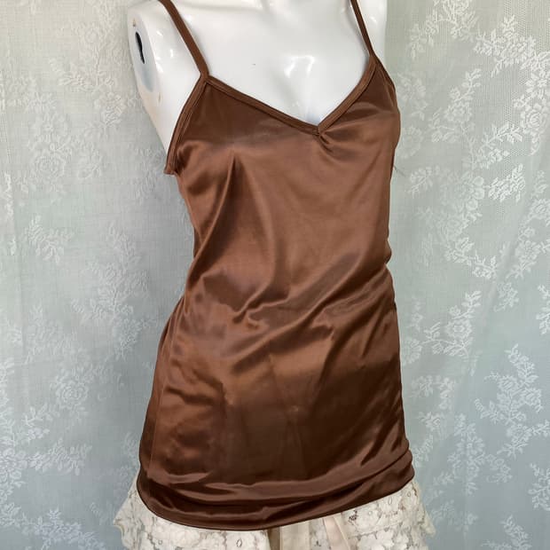 빈티지 브라운 슬립 나시 1135 모리걸 y2k 스트릿 갸루 펑키 일본빈