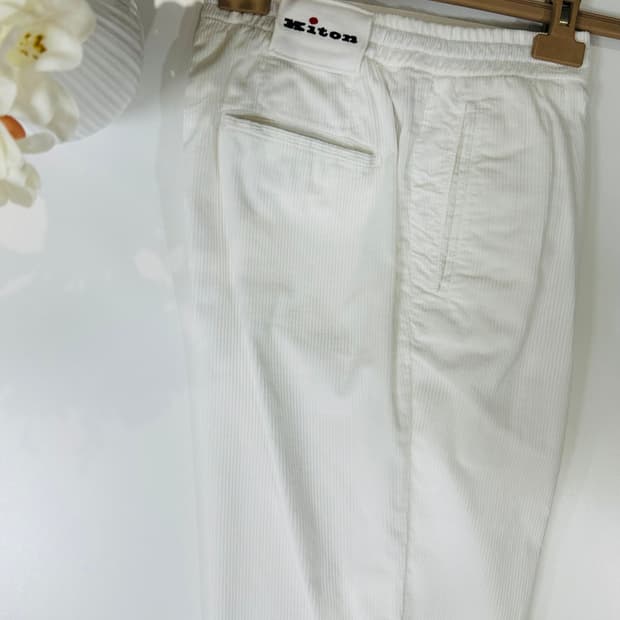 키톤 나폴리 새상품 코듀로이 드로스트링 화이트 팬츠