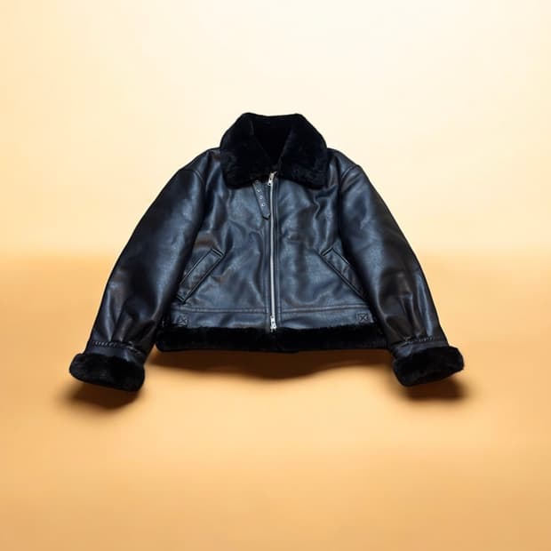 론트 비건 레더 무스탕