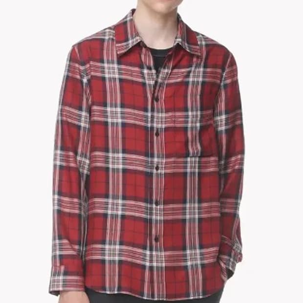 시스템 옴므  레드 타탄 체크 셔츠