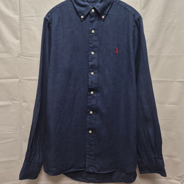 폴로 린넨 셔츠 네이비 