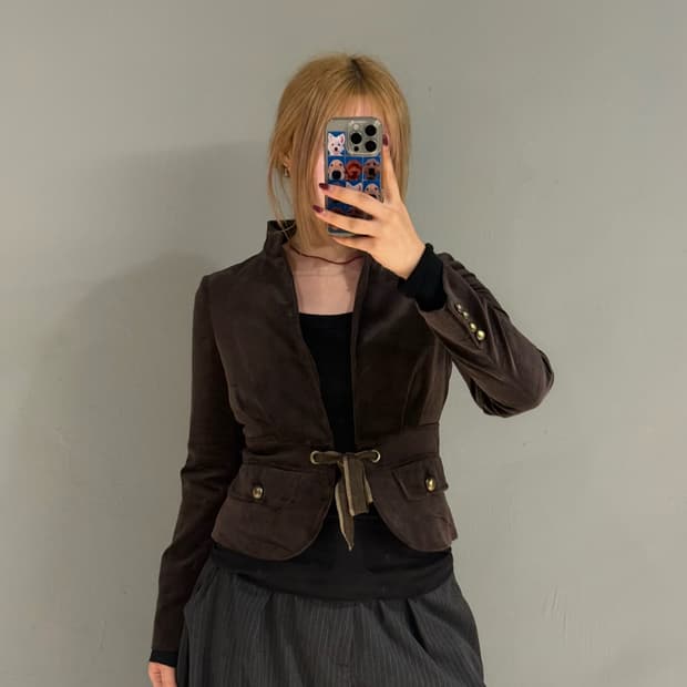 velvet ribbon point non-collar jk