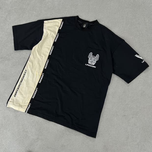 라이프워크 배색 반팔티셔츠 블랙 m