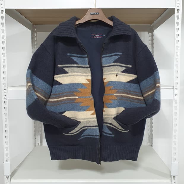 빈티지 아메카지 올젠 나바호 코위찬 헤비 니트 집업 105