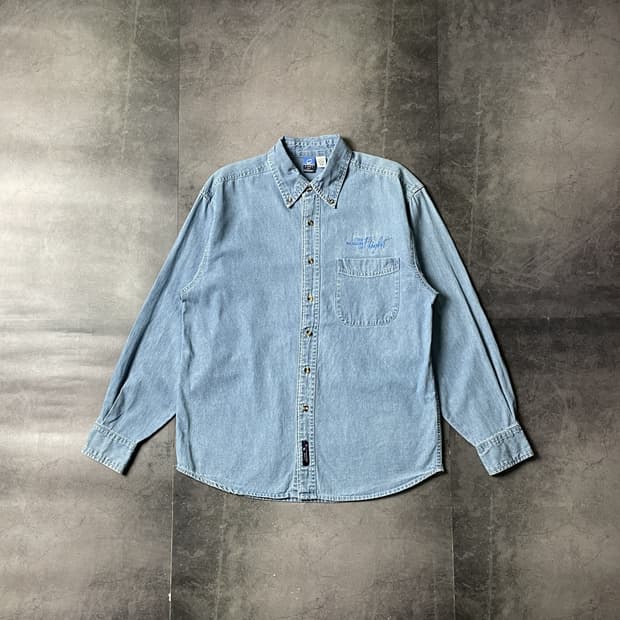 PORT AND COMPANY 빈티지 코튼 데님 셔츠 A00733