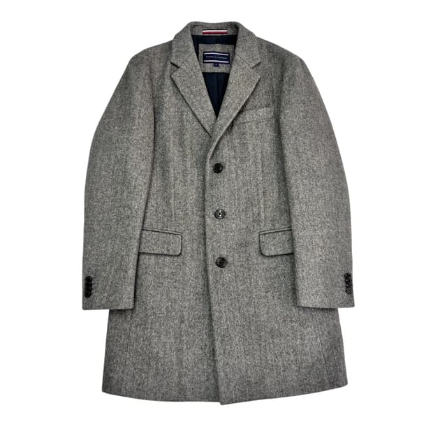 타미힐피거 헤링본 울 누빔 코트