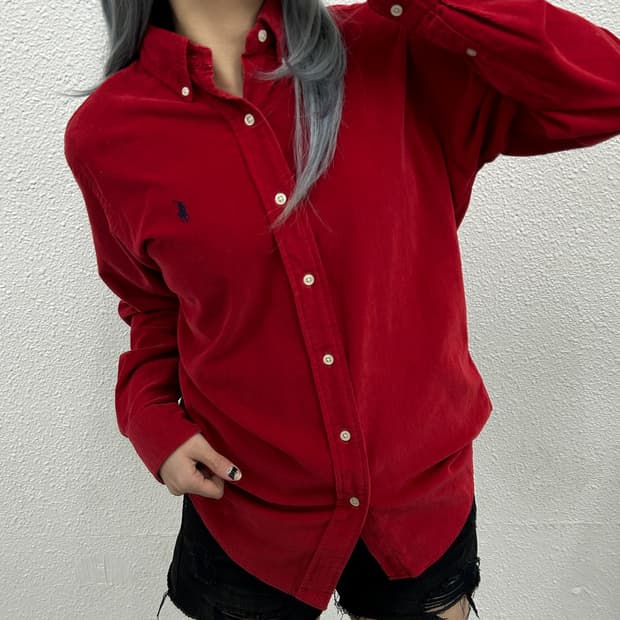 폴로 랄프로렌 네이비포니 레드 코듀로이 셔츠