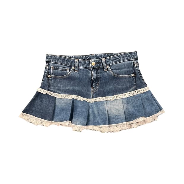 JPN 리워크  데님 레이스 캉캉 미니스커트 SIZE 25