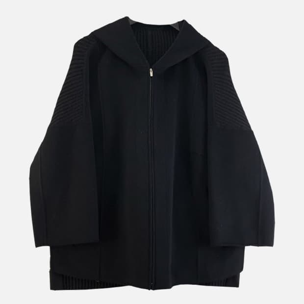 SI 여성85-160 블랙 울혼방 후드 자켓 M5902