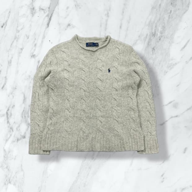 폴로 랄프로렌 꽈베기 케이블 베이지 니트 
