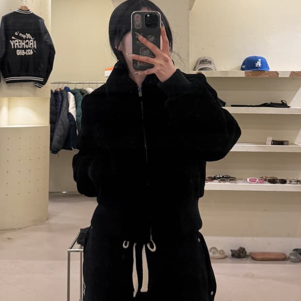 데일리블루 페이크 퍼 카라 집업 자켓 U806