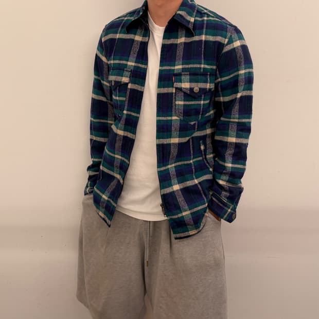 리바이스 체크 집업 자켓