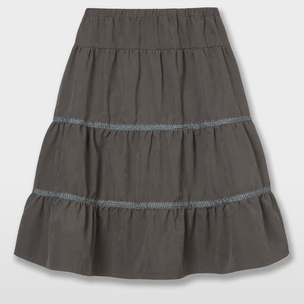 에이이에이이 체크 미디 스커트 브라운