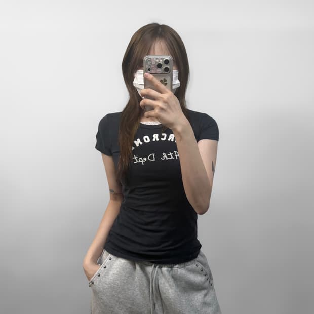 아베크롬비 아치 로고 반팔티 네이비