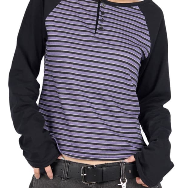 릿킴 REGLAN BUTTON LONG SLEEVE 보라색