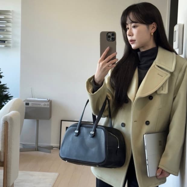 이주미 착용)NOD 캐시미어 울 블렌드 코트 올리브 베이지