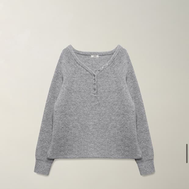 더티스 BUTTON BOXY WAFFLE WOOL KNIT 그레이