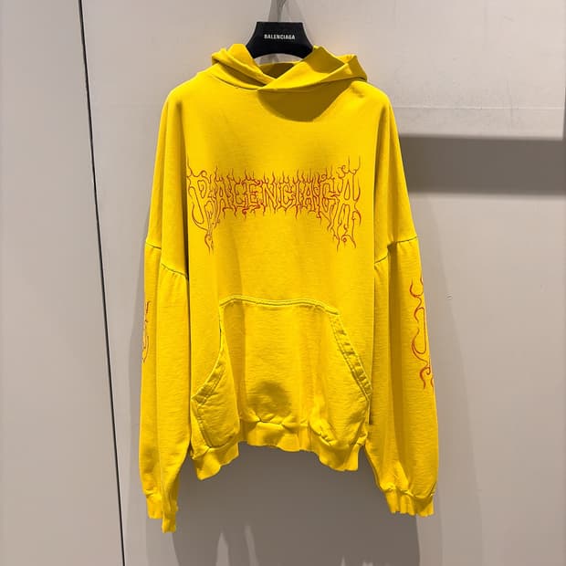 (정품/새상품) 발렌시아가 유니섹스 옐로우 다크웨이브 오버사이즈 후드