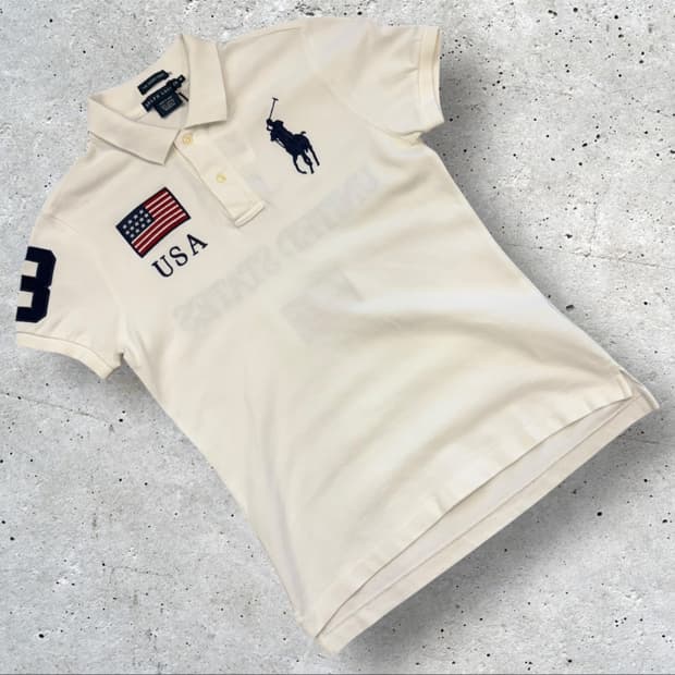 [M] 폴로 랄프로렌 USA 성조기 반팔 카라티 화이트 B818