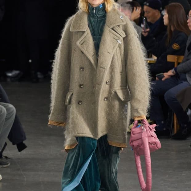 미하라 야스히로 니트 더블브레스트 코트