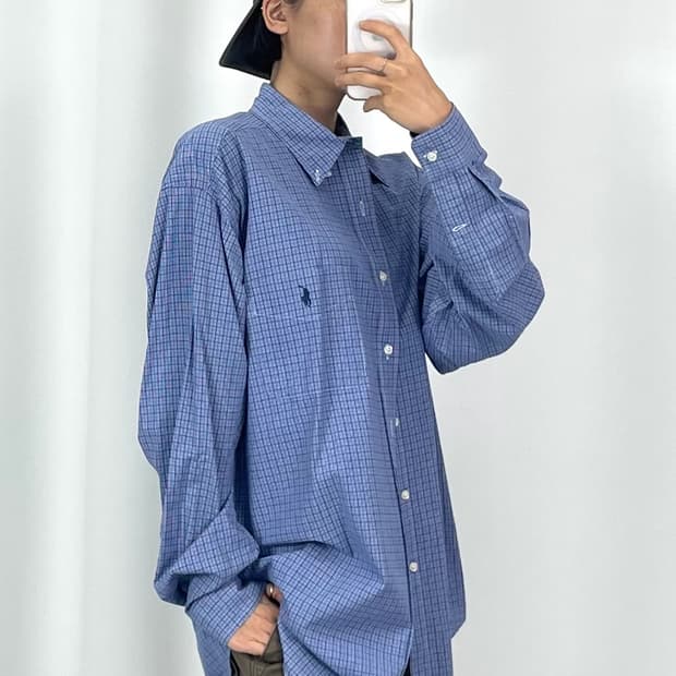  [3XL]POLO 블랙 잔체크 긴팔 셔츠 