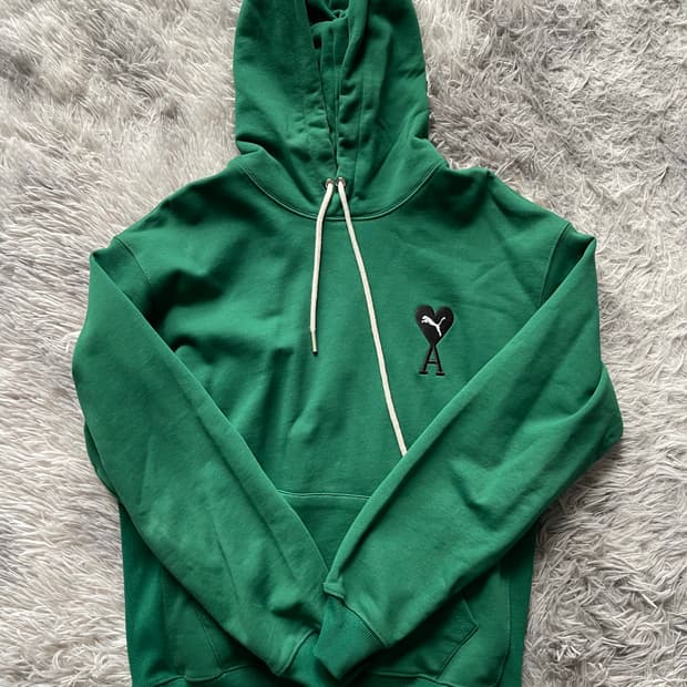 PUMA X AMI 아미 퓨마 그린 하트 로고 후드티
