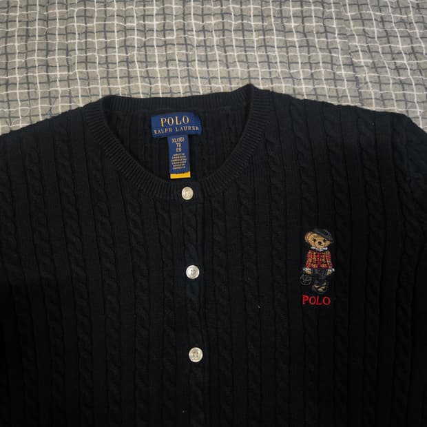 폴로 랄프로렌 베어 케이블니트 블랙 가디건