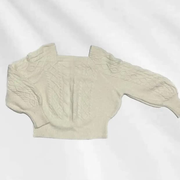 빈티지 모리 아이보리 스퀘워넥 니트